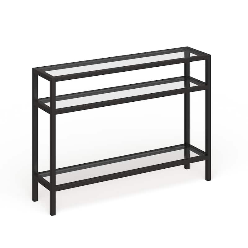Sivil Rectangular Contemporary Metal/Glass Console Table in Blackened Bronze - Blackened Bronze