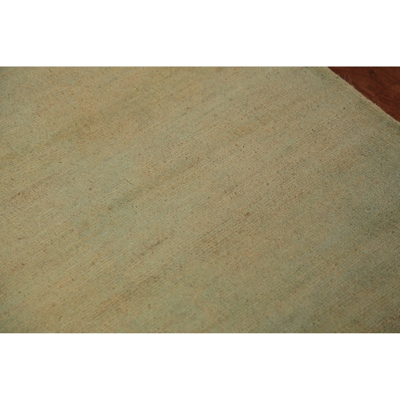 Gold & Green Modern Gabbeh Oriental Rug Hand-Knotted Wool Carpet - 2'8" x 4'0"