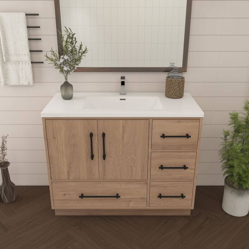 Victoria 42'' R Drawer Freestanding Vanity with Reinforced Acrylic Sink - 41.5