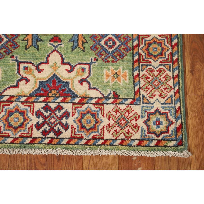 Green Kazak Accent Foyer Rug Hand-Knotted Wool Carpet - 2'0"x 3'0"