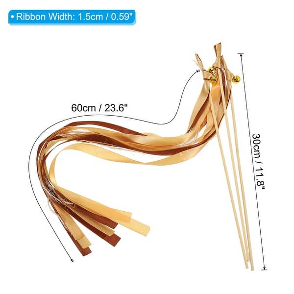 Fairy Wands, 24 Pcs Ribbon Streamers with Bells Silk Stick for Wedding