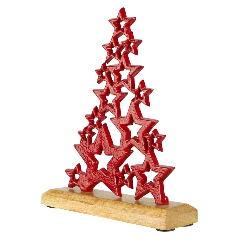 Tree of Stars Metal Christmas Decoration - 8.75" - Red
