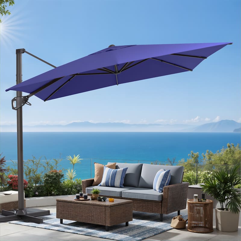 VredHom Patio Outdoor 9 FT x 11 FT Cantilever-Offset Umbrella with No Base