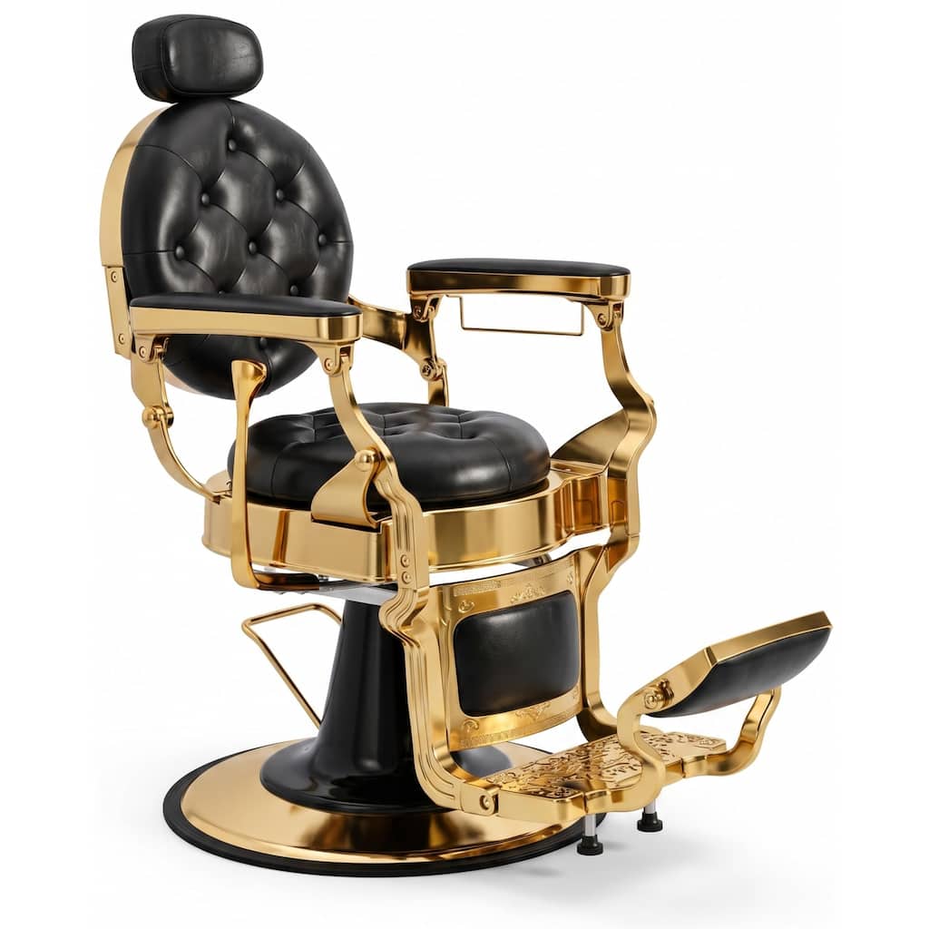 Heavy Duty 700 lbs Vintage Black & Sliver Salon & Barber Chair 360° Swivel for Hair Stylist, Barbershop, Spa & Tattoo