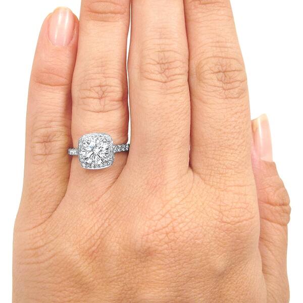 14k White Gold 1 1 3ct Round Moissanite And 1 2ct Diamond Engagement Ring On Sale Overstock 31310445