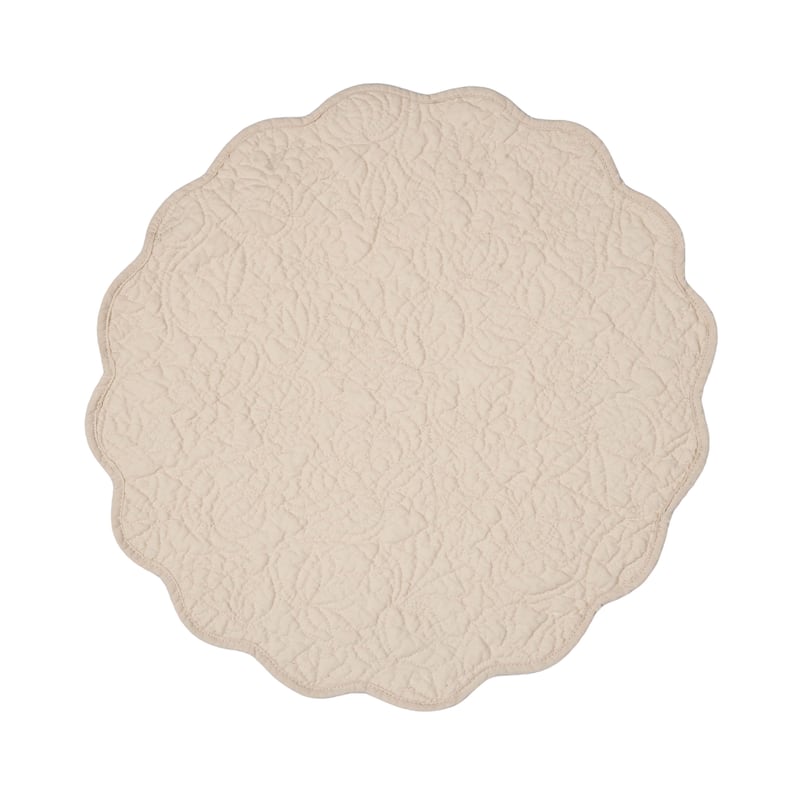 Christiana Khaki Round Quilted Placemat Set 6