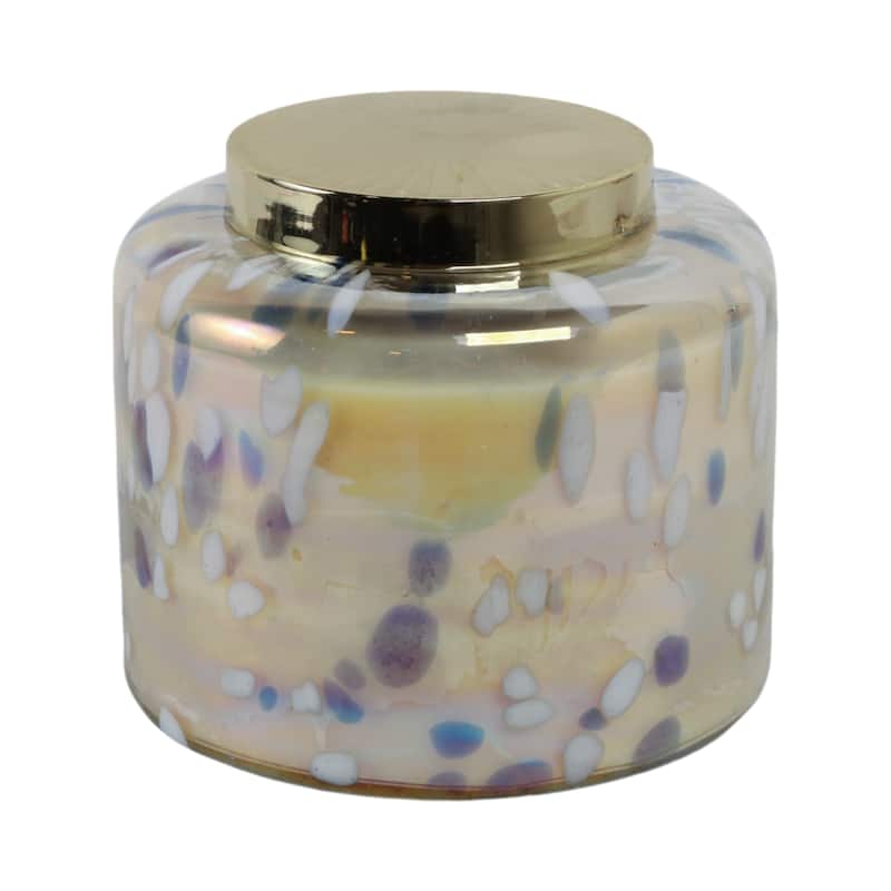 Decorative Glass and Wax Candle with Metal Lid Modern Accent Piece - 9" x 9" x 8"