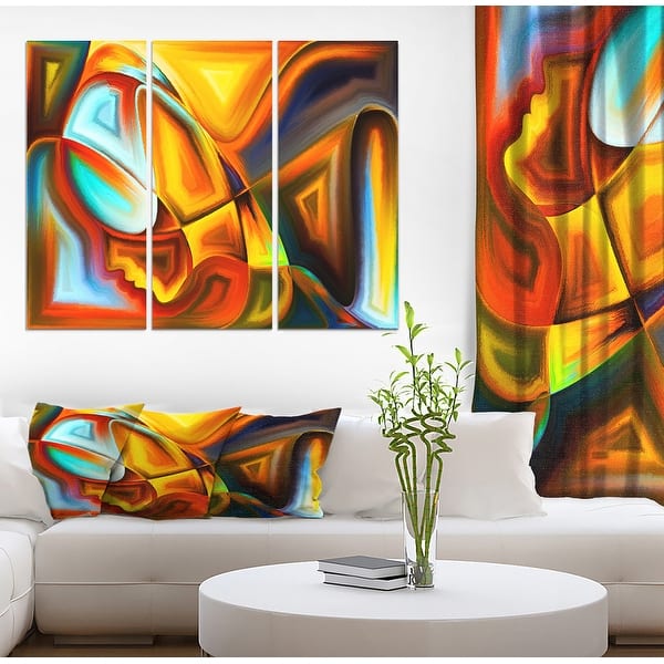 Designart 'Lights of Passions' Abstract People Print on Wrapped Canvas Set - 36x28 - 3 Panels - 36 in. Wide x 28 in. High