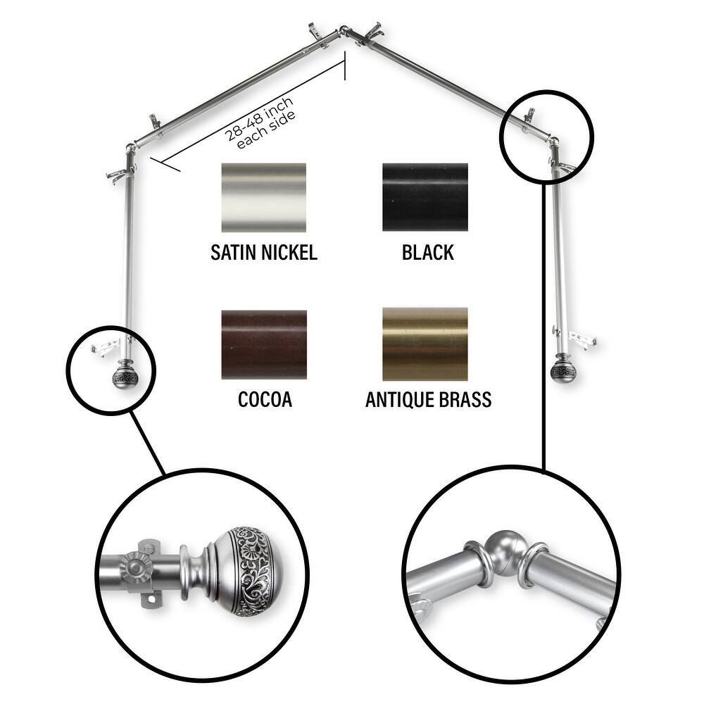 InStyleDesign Nadine 4-Sided Bay Window Curtain Rod