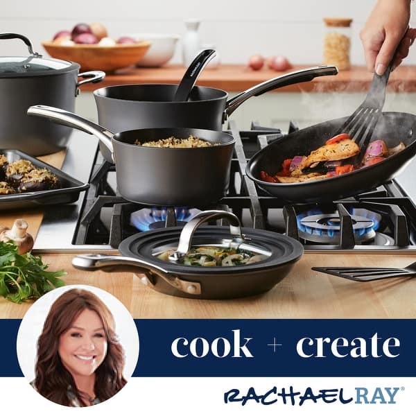 Rachael Ray Stainless Steel and Hard Anodized Nonstick Cookware Induction Pots and Pans Set, 11-Piece