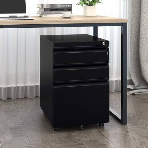 Superday 3-drawer Locking Rolling Metal File Cabinet