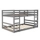 preview thumbnail 19 of 34, Multi-Functional Bunk Bed with 2 Built-in Ladder, Solid Wood Bed Frame, Low Bunk Beds with Safety Guardrail for Kids Boys Girls Gray - Full