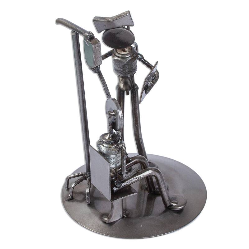NOVICA Rustic Infusion Nurse, Recycled auto parts sculpture
