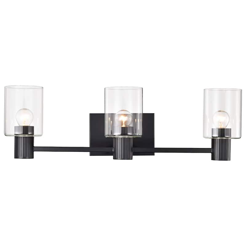Clarksville 3 Light Vanity Matte Black with Clear Glass
