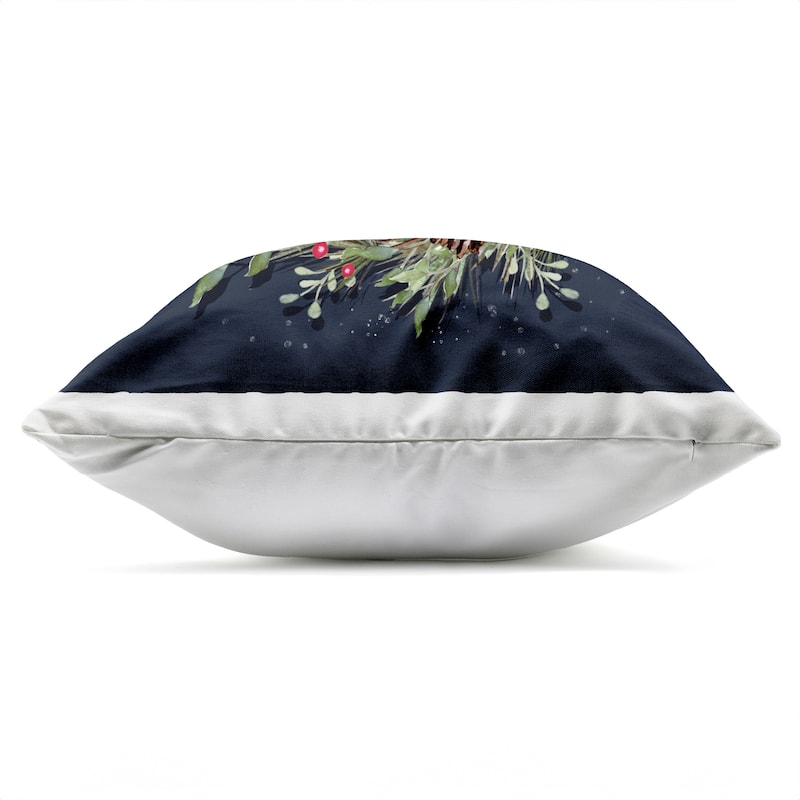 Stupell Hanging Christmas Wreath with Bow Printed Outdoor Throw Pillow Design by Elizabeth Tyndall