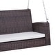 preview thumbnail 26 of 41, Outsunny 2-Person Wicker Hanging Porch Swing Bench Outdoor Chair with Cushions