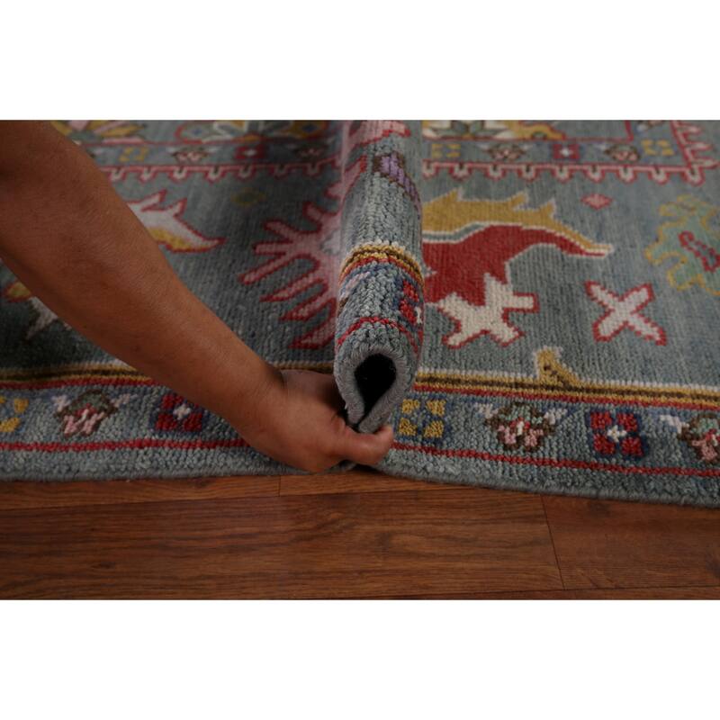 All-Over Gray Oushak Oriental Area Rug Handmade Wool Carpet - 9'3" x 11'7"