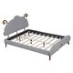 preview thumbnail 3 of 7, Wooden Full Size Fabric Platform Bed Frame with Sheep-Shaped Headboard, Upholstered Bed with Support Legs, Gray