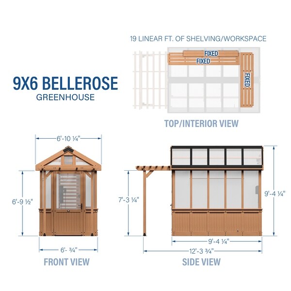 Backyard Discovery Bellerose 9'x6' Cedar Wood Greenhouse with