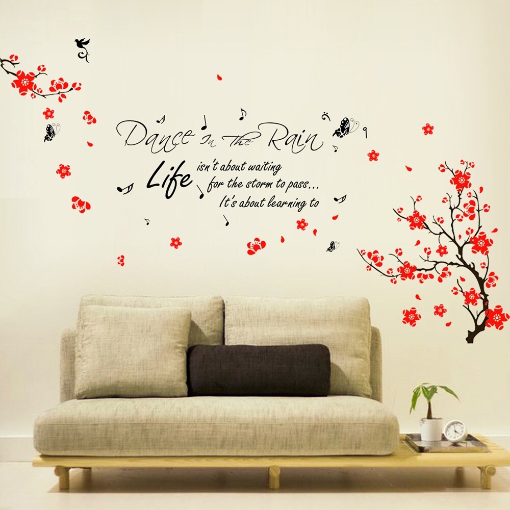 Shop Walplus Wall Sticker Decal Wall Art Blossom Flower Dance In Rain Quote Overstock 32007146
