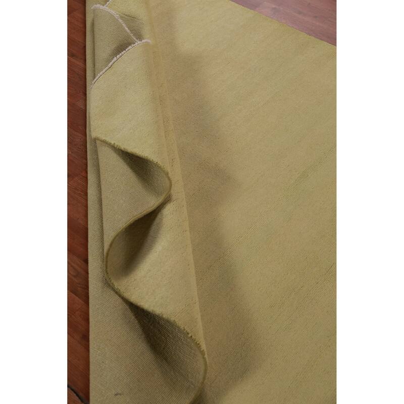 Hand Knotted Oriental 100% Wool Carpet Modern Solid Green Gabbeh Area Rug - 10' 4'' X 5' 4''