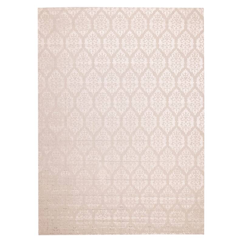 ECARPETGALLERY Hand Loomed Elysian Light Grey Viscose, Wool Rug - 9'10 x 13'3