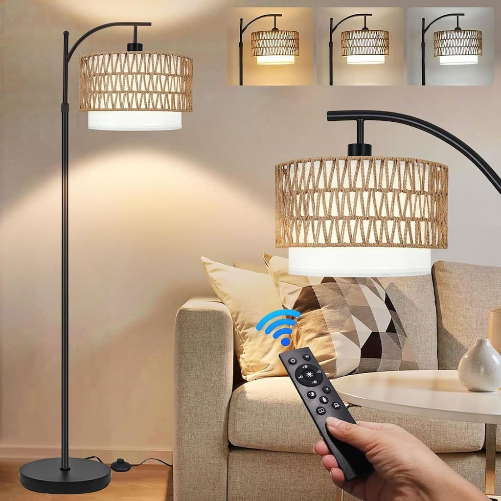 Arc Floor Lamp with Table and Shelves