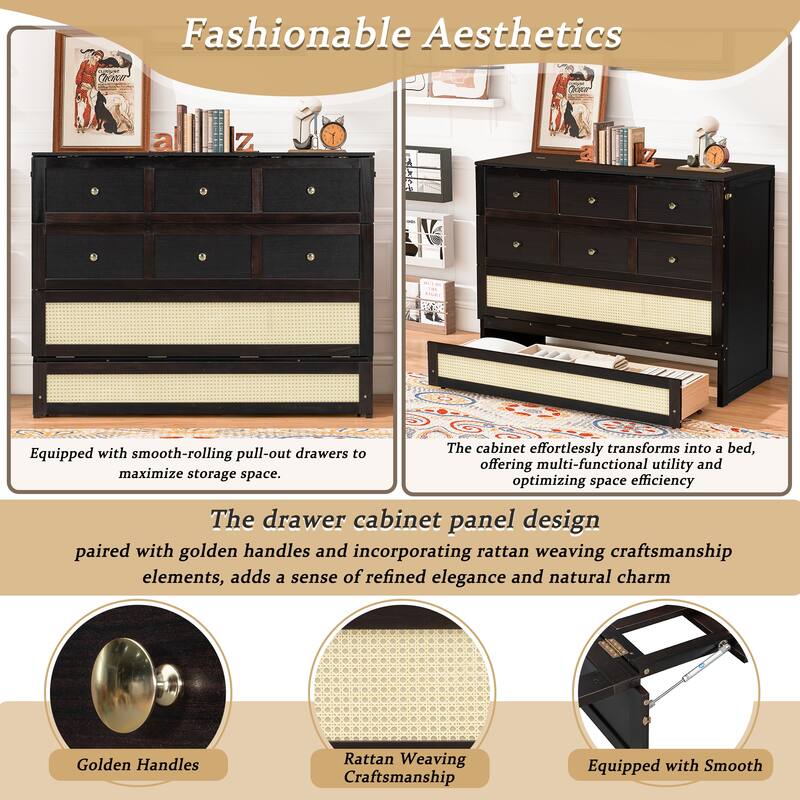 Full Size Murphy Bed with Large Drawers