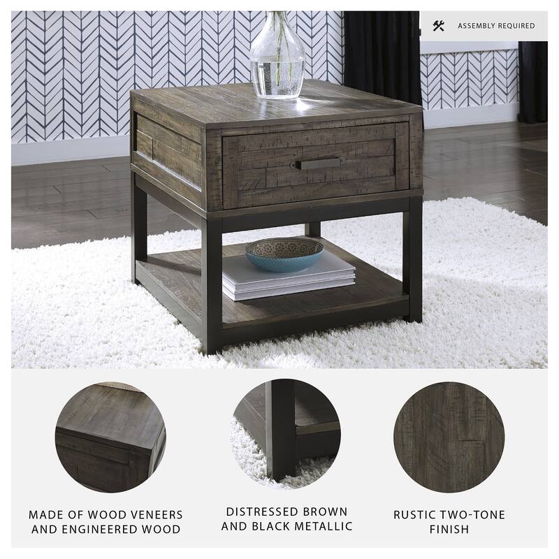 Johurst Casual Grayish Brown Rectangular End Table