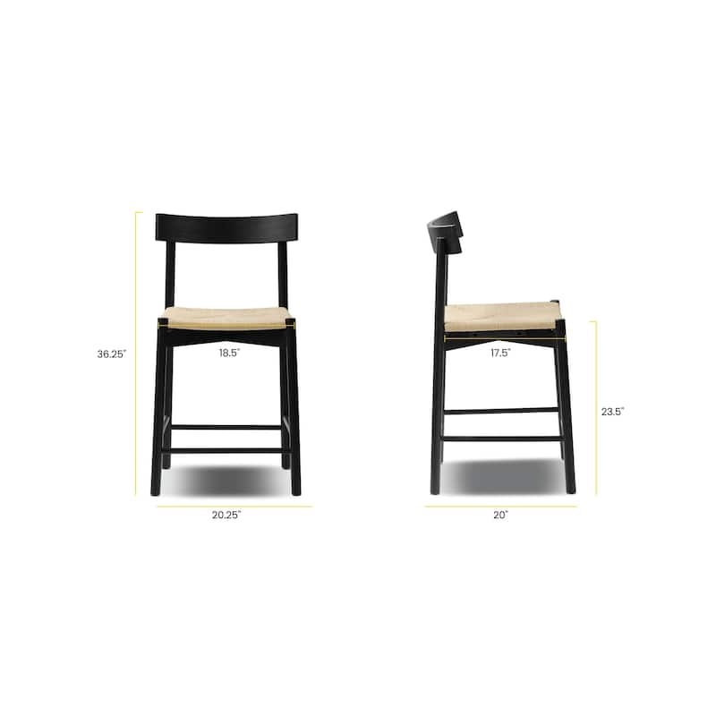 Poly & Bark Hamm Counter Stool - Solid Wood Frame with Woven Rope Seat
