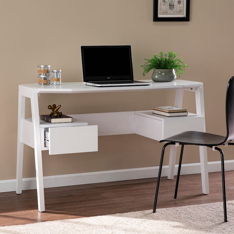 Harper Blvd Carmona Midcentury Modern White Wood Desk with Storage