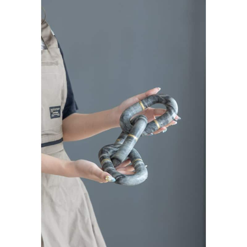 Oval 3 Link Marble Chain - 14" - Gray