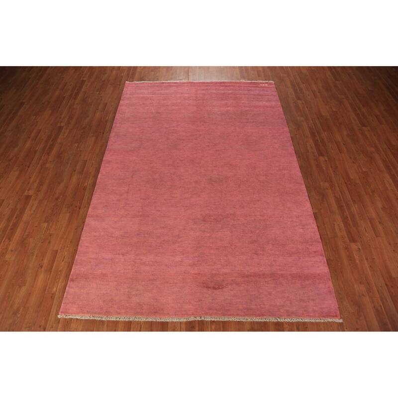 Modern Pink Gabbeh Oriental Area Rug Handmade Wool Carpet - 6'7" x 9'9"