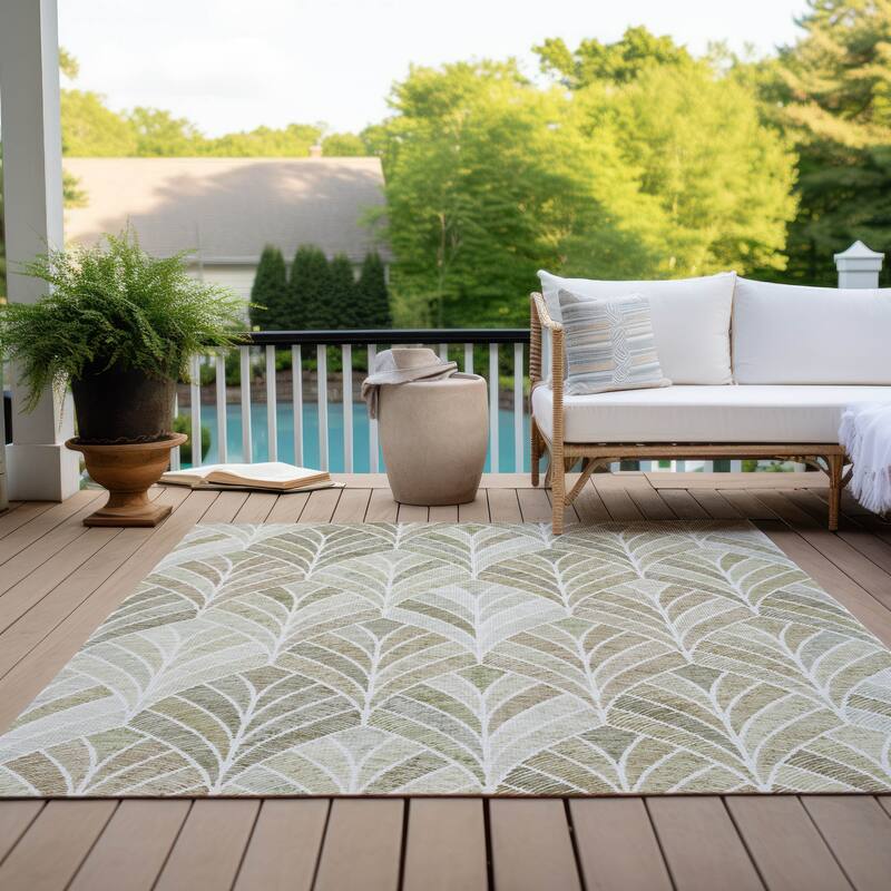 Machine Washable Indoor/ Outdoor Chantille Modern Mosaic Rug
