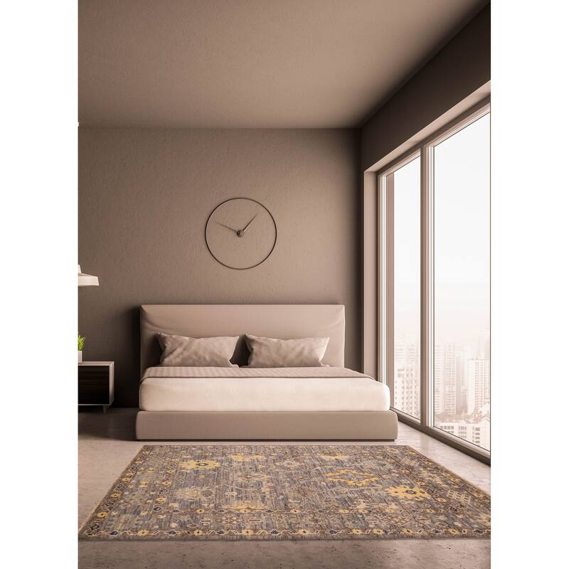 ECARPETGALLERY Hand-knotted Jules Serapi Dark Grey Wool Rug - 6'0 x 9'0