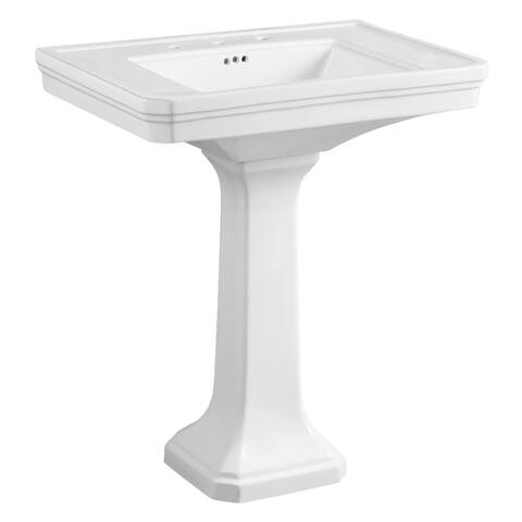 Imperial Wall Mount Pedestal Sink, 8-Inch, 3-Hole
