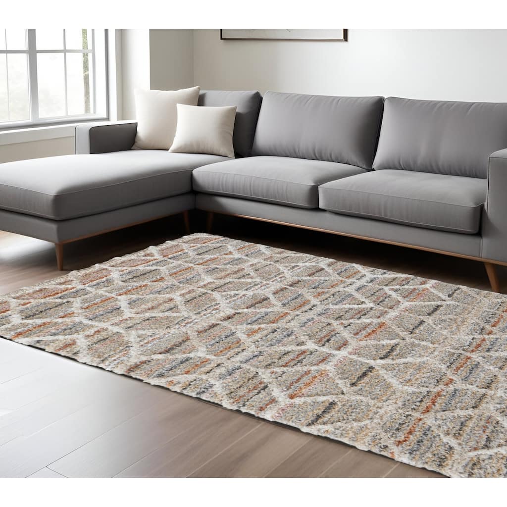 Wedev Power Loomed Geometric Modern Stain Resistant Soft Durable Area Rug By HomeRoots - 8' x 10'