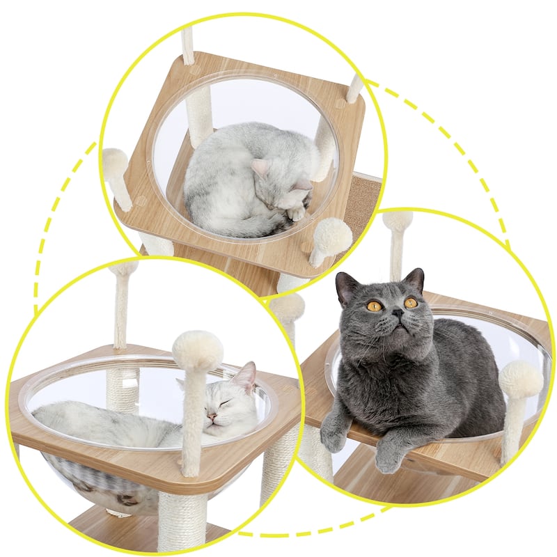 Extra Tall Sky-Castle Design Wooden Modern Luxury Cat Tree