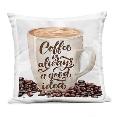 Stupell Coffee Phrase Classic Mug Printed Outdoor Throw Pillow Design by Kim Allen