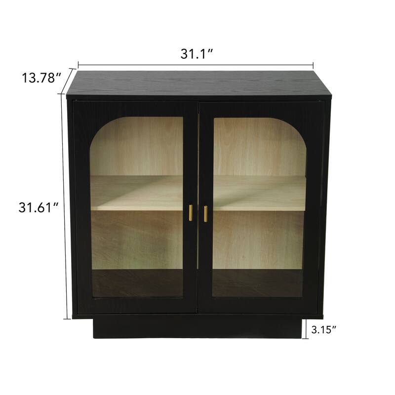 2-Door Glass Cabinet Storage Cabinet