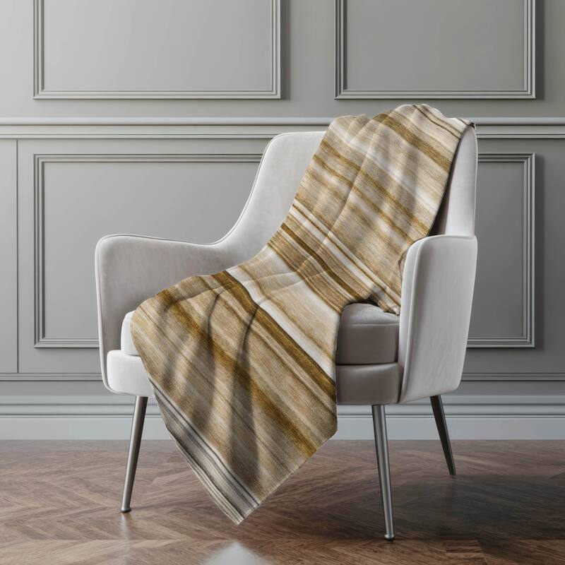 Premium Machine Washable Contemporary Stripes Sherpa Throw Blanket - Chocolate - 4'2" x 5'10"