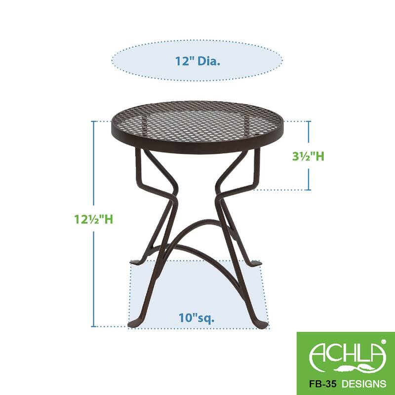 Achla Designs 12.5" H Round Roman Bronze Wrought Iron Capri Plant Stand, Powder Coated Finish