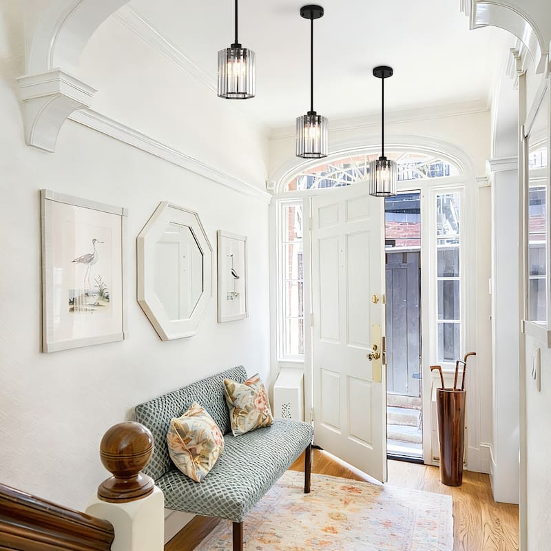 1-Light Crystal Pendant Lighting Fixtures for Sloped Ceiling