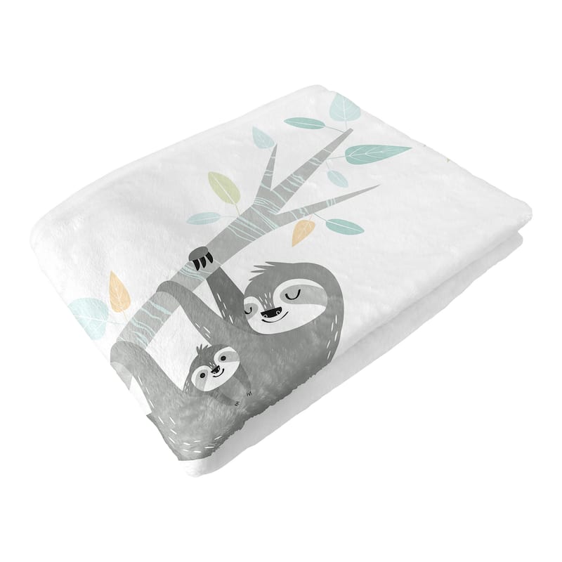 Blue Jungle Sloth Collection Boy Girl Baby Monthly Milestone Blanket - Aqua Turquoise Grey Green Tropical Botanical Rainforest