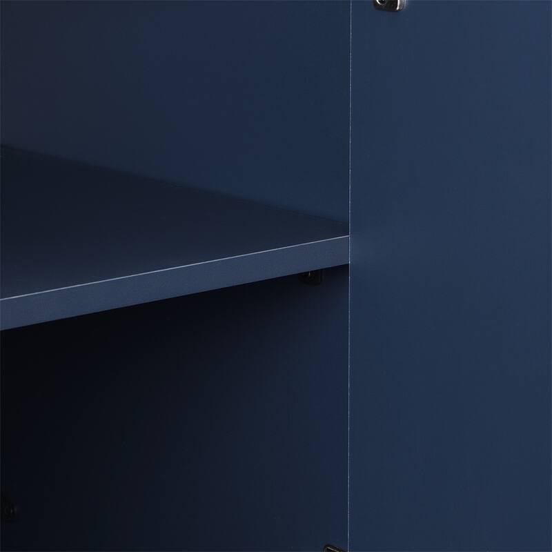 4-Door Wood Sideboard with Metal Cross Leg