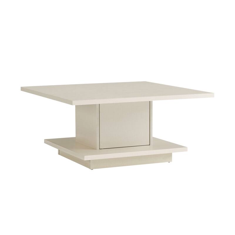 Ross Modern Square Coffee Table with Wrap Around Base Shelf and Hidden Storage by Strick & Bolton