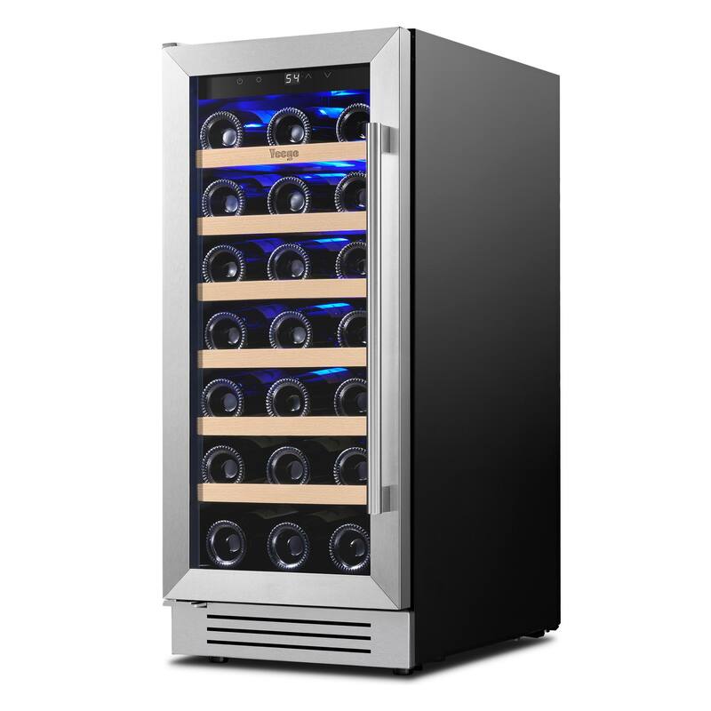 Yeego 14.8 in.33-Bottle Single Zone Wine Cooler Refrigerator Fridge with Built-In/Freestanding Design