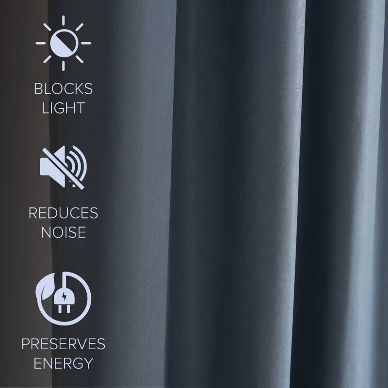 Soft Cotton Feel Twill Polyester 100% Blackout Grommet Pair (2 panels)