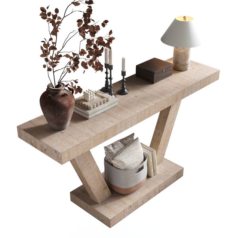 Wood Entryway Bench with 2-Tier Solid Wood Veneer Storage Cabinet, Rustic Wide Design for Hallway