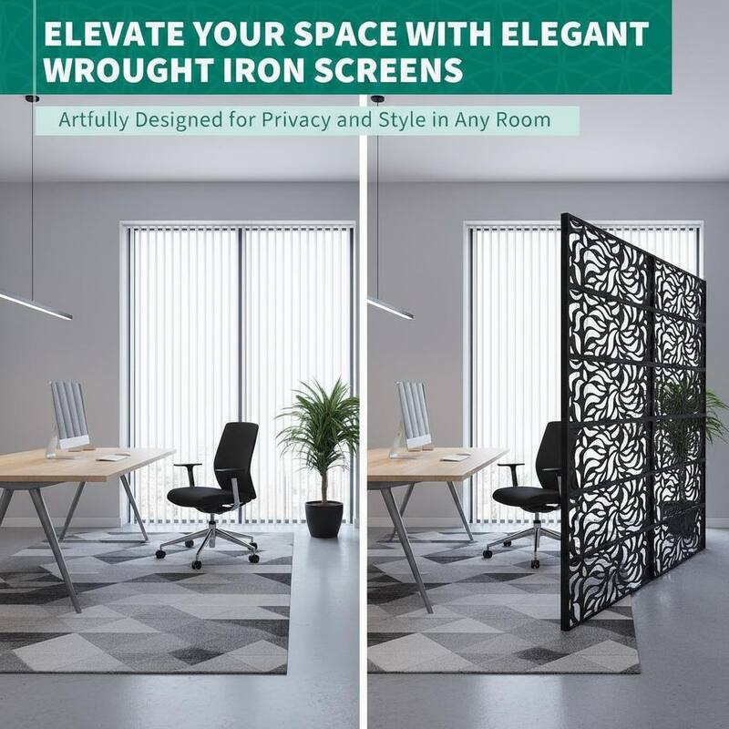 70" H Decorative Metal Garden Fences, Rust-Proof Scroll Design